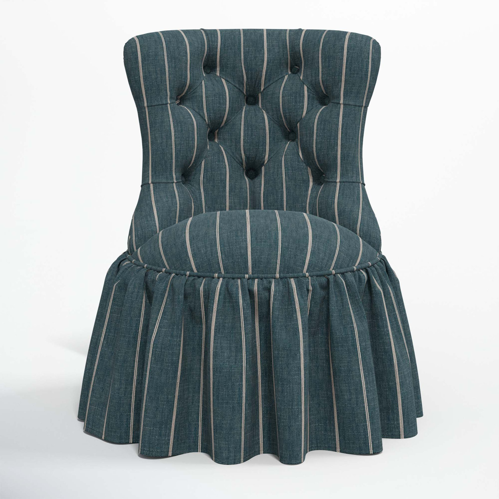 Minnie Cotton Swivel Side Chair, Fritz Indigo Stripe