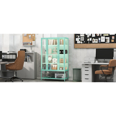 Vitrine en fer 67,25 po avec porte vitrée et vitrine en acier