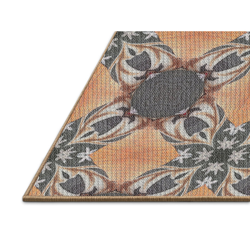 Tapis orange/brun métier tissée à la machine, Rectangle 5 pi x 7 pi