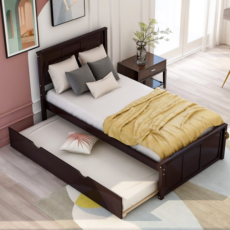 Lit plateforme avec cadre gigogne, Espresso