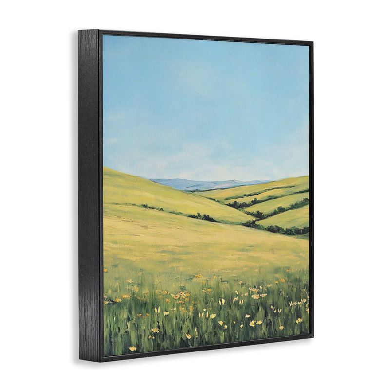 «Rolling Hills Of Flowers», estampe numérique, design par Franklyn Gregory, H 14 po x l 11 po, Giclée encadrée noir minuit