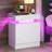 Westerly Modern Style Wooden Nightstand with LED Light and Storage Drawers-979660401