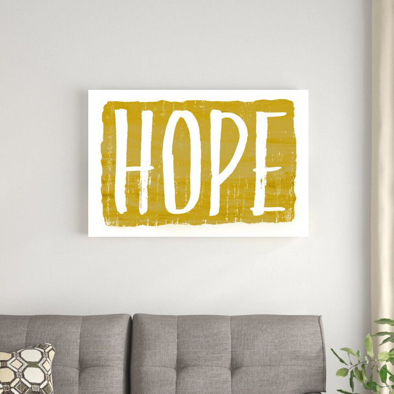 «Hope», art textuel sur toile tendue, H 24 po x l 36 po