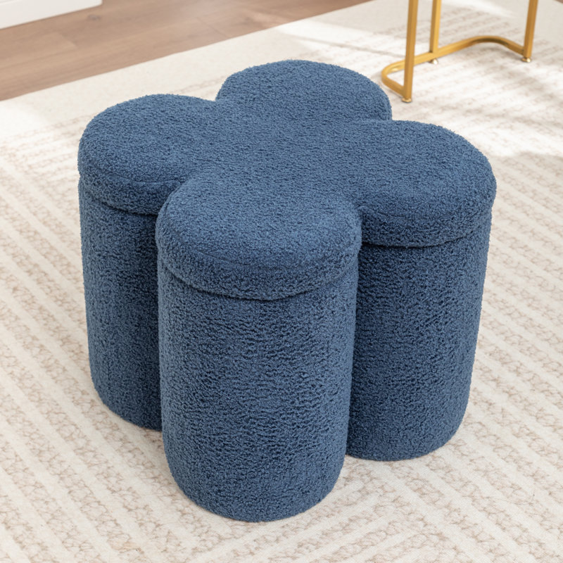 Etai 19" Width Upholstered Storage Ottoman, Navy