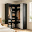 Armoire en métal autoportante avec rideau transparent, tringle et tablette de rangement
