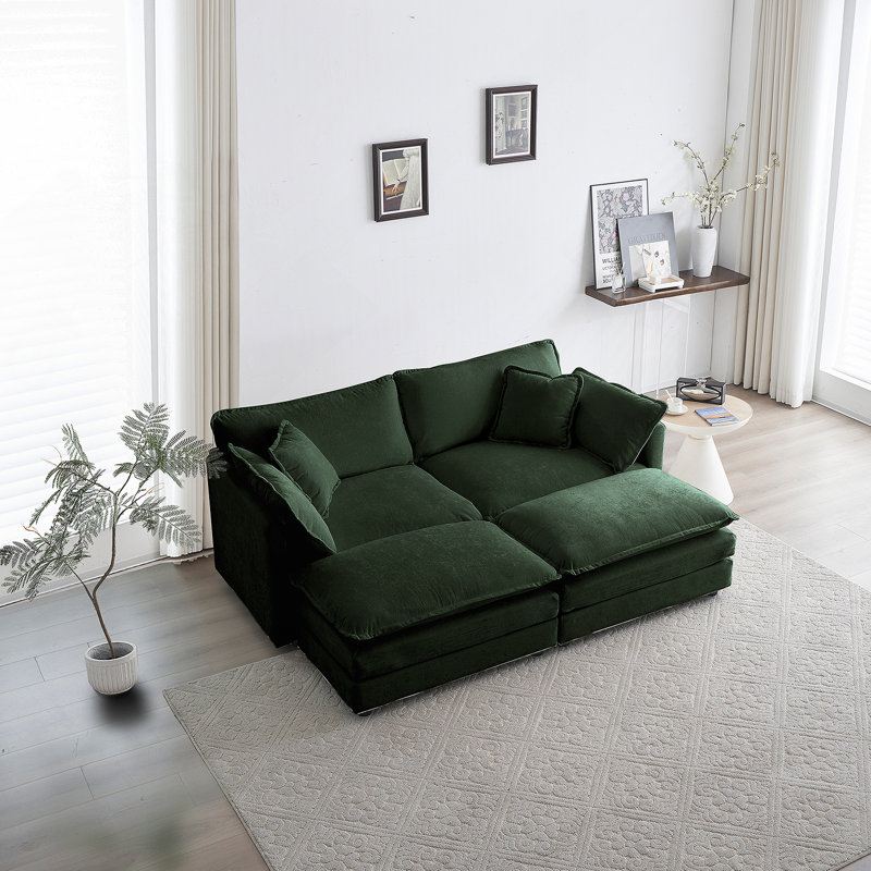 Canapé modulaire confortable avec ensembles de repose-pieds, rehaussant l'ambiance de la maison, Vert
