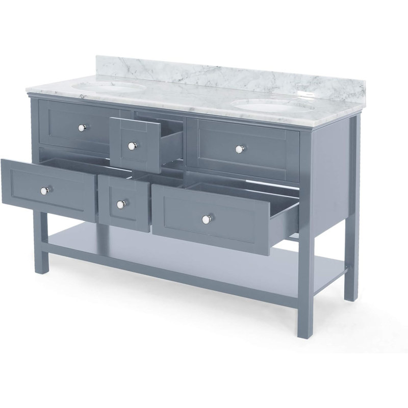Ensemble de meuble-lavabo double 61 po Nazeeh, Blanc