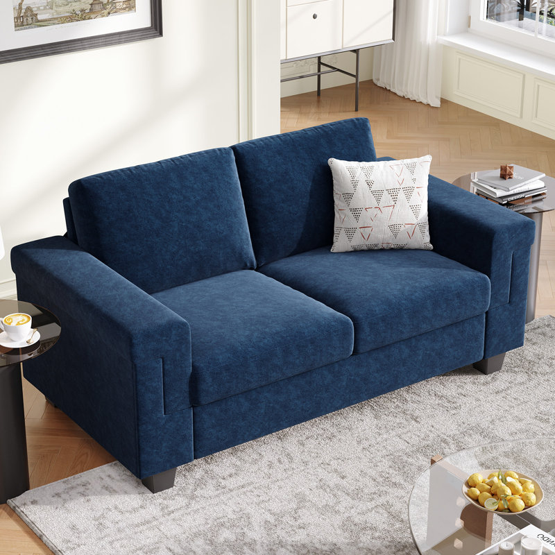 64.2” Loveseat Sofa Couches, Modern 2 Seat Sofa For Small Living Room Bedroom Office, Blue