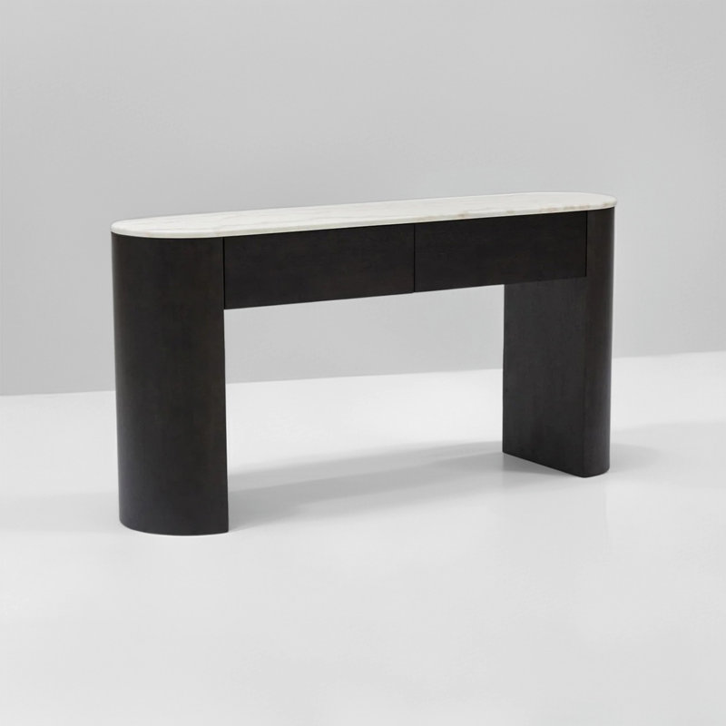 Console Modern Minimalist, H 33,5 po x l 59,1 po x P 13,8 po, Blanc/Noir, Noir