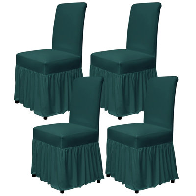 Stretch Chair Slipcovers With Skirt, Washable Dining Chair Covers, Set Of 4