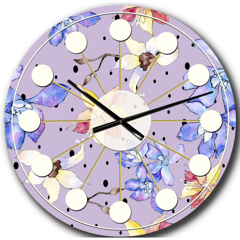 Horloge murale Floral Botanical Retro V - Mid-Century, Grand