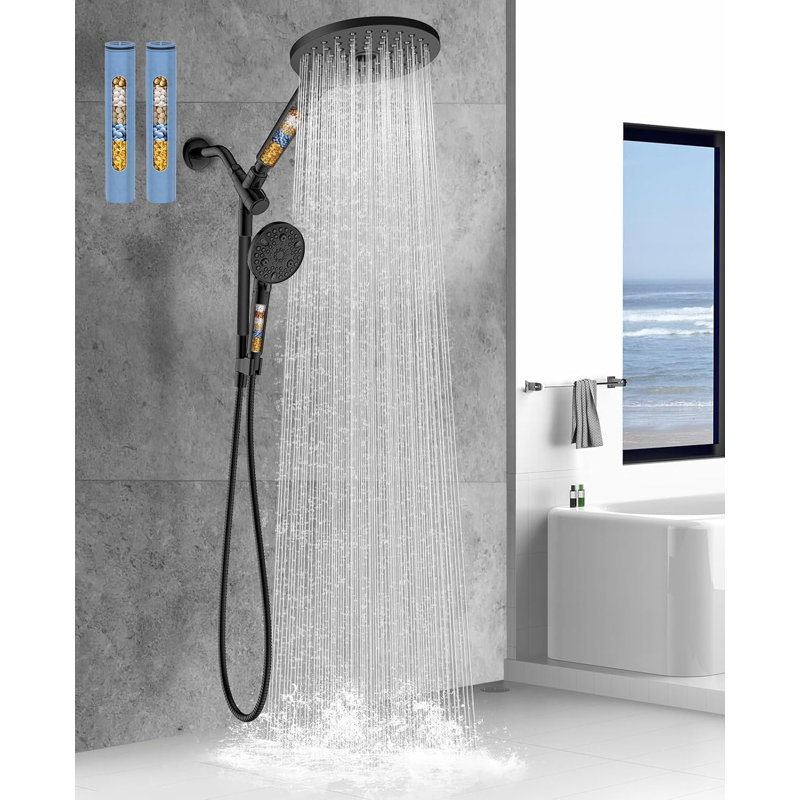 Pomme de douche à double pluie filtrée, Chrome