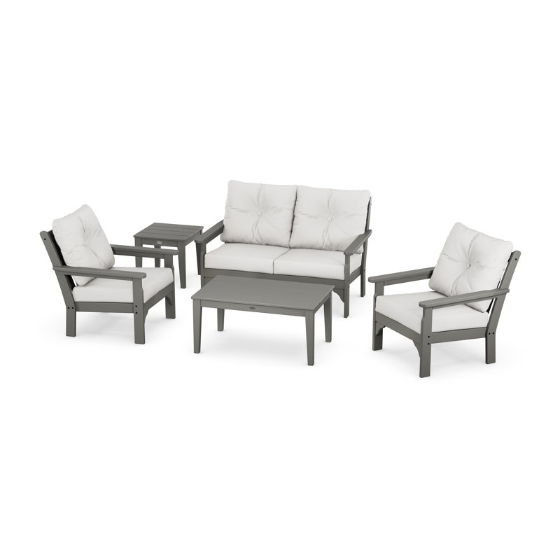 Vineyard 5-Piece Deep Seating Set, Slate Gray, Canvas Natural