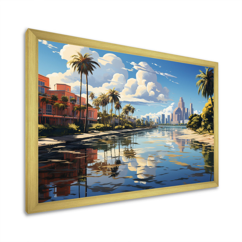 «Miami Sunshines State I», reproduction sur toile, H 34 po x l 44 po x P 1,5 po, Encadrement doré