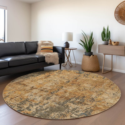 Machine Washable Indoor/Outdoor Cicel ACN1203 Copper Rug