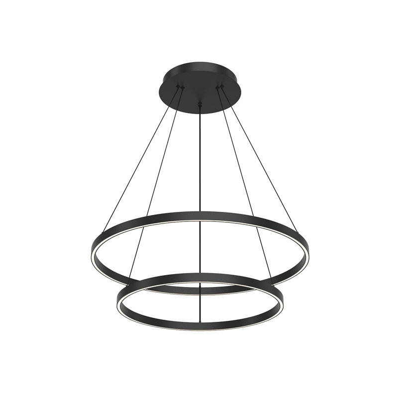 Cerchio Dimmable LED Wagon Wheel Chandelier, Black, 1.375" H x 31.5" W x 31.5" D