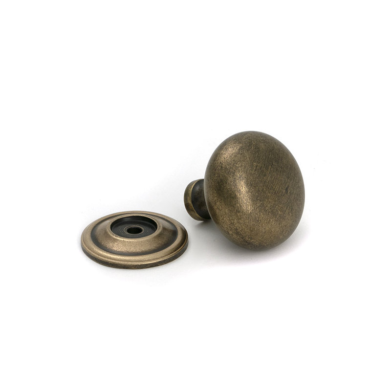 Mushroom Cabinet Knob, 1.54" Knob Diameter, Burnished Brass