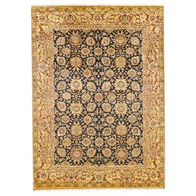 Tapis noir et rouge noué à la main de haute qualité
