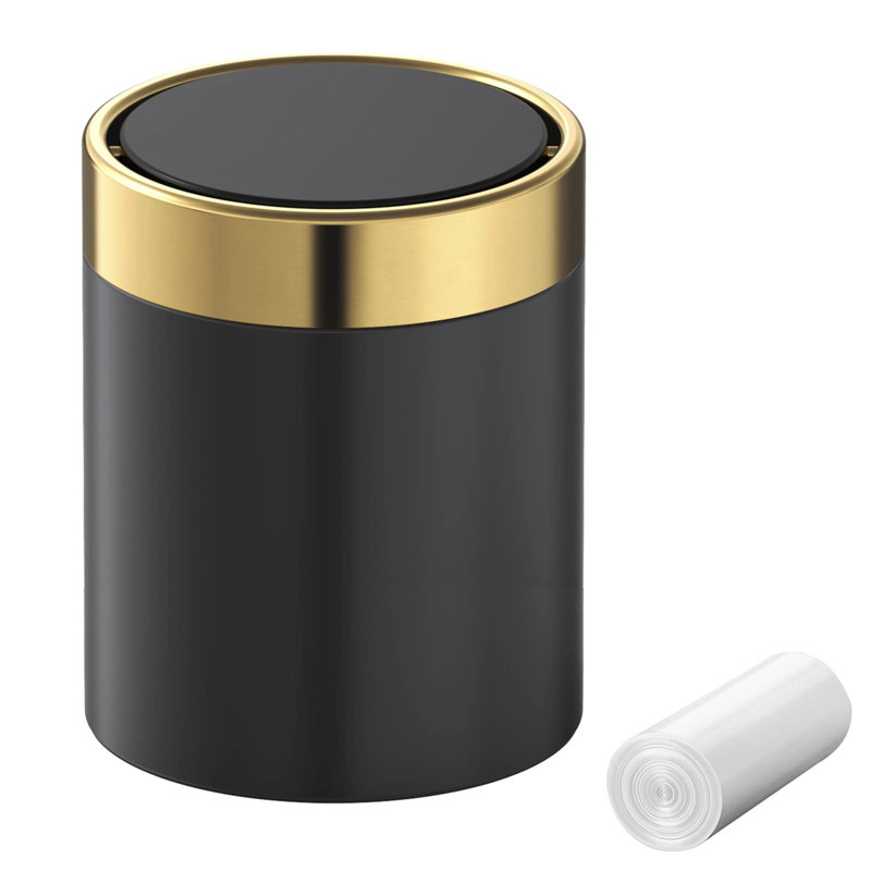 Petite poubelle de bureau avec couvercle, Noir