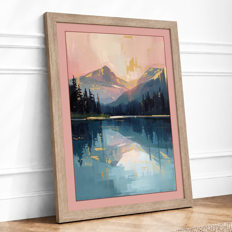Mountains At Sunrise Scandinavian - Print, Oak, A4 - 29.7 x 21.0 cm