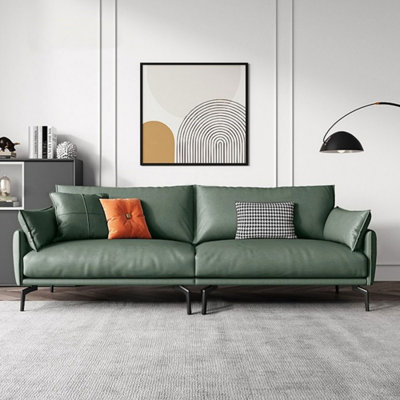 Green Genuine Leather Modular Sofa cushion couch
