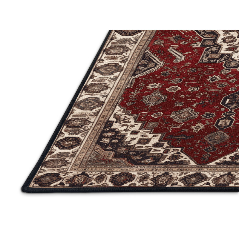 Tapis persan noir lavable à la machine, Carré 3 pi