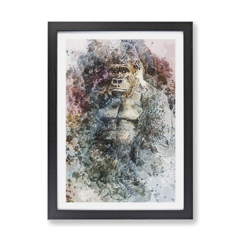 The Silverback Gorilla - Framed Print, 33cm H x 45cm W x 2cm D, Black