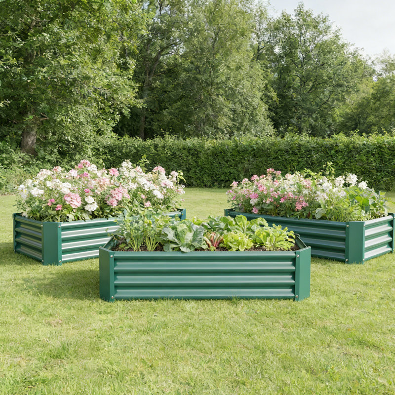 6x3 Ft Galvanized Steel Raised Garden Bed Kit - 1ft High, Outdoor Metal Planter Box for Vegetables, Herbs, Flowers & Plants | Easy Assembly, Rust-Resistant, Durable，set of 5