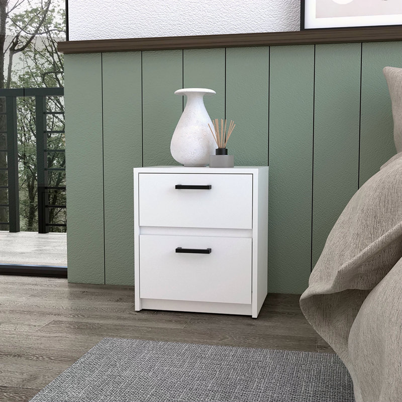 2-Drawer Nightstand, White