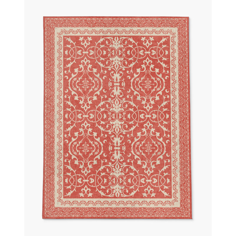 Tapis de chaise rectangulaire à poils courts Rao, L 48 po x L 72 po, Corail