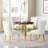 37"Modern Glass Dining Table Set, Irregular Stainless Steel Table Legs And Velvet Tufted Backrest Chairs-1163010801-1163010806-1163010804