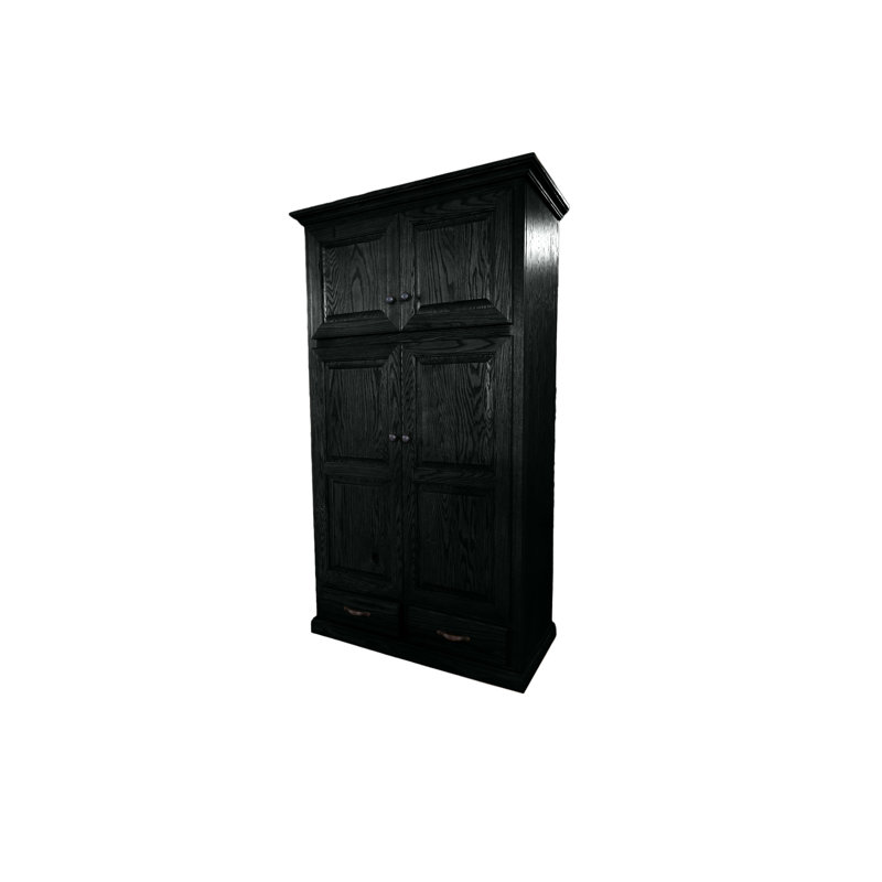 Traditional Solid Wood Oak Kithen Pantry with drawers, Black