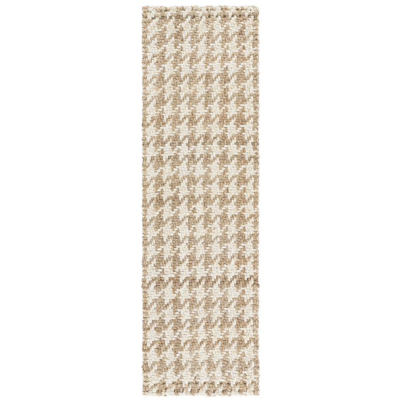 Natural Fiber Handwoven Jute Houndstooth Rug, Runner 2'3" x 8'