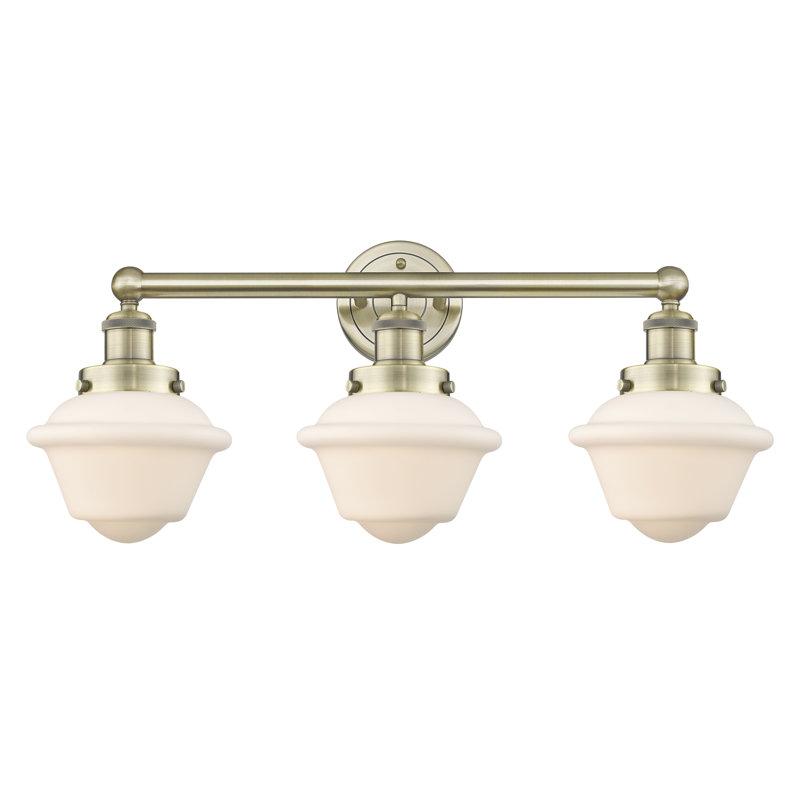 Éclairage pour meuble-lavabo à 3 lumières à intensité variable Grourke, Blanc mat, Laiton antique