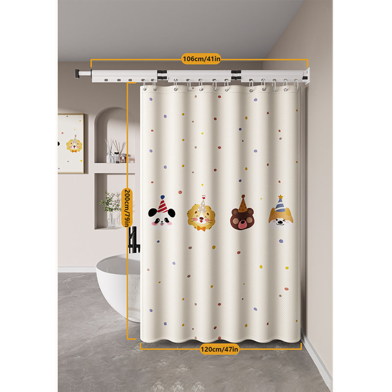 Ensemble de rideau de douche pliable, H 79 po x l 47 po