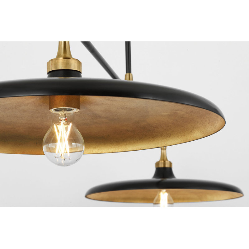 Piatto 63" Linear Pendant with Shade, Hand-Rubbed Antique Brass/Aged Iron