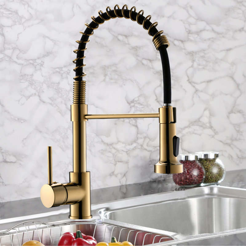 GAWEZA Pull Down Kitchen Faucet, Gold