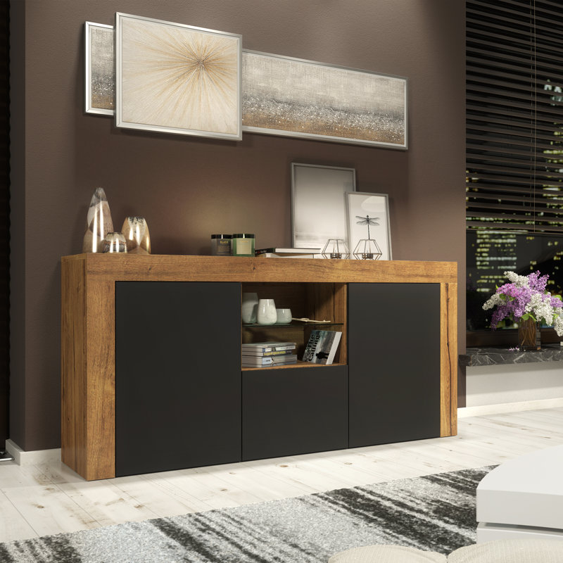 Unfinished TV Stand for TVs up to 50", Oak/Black