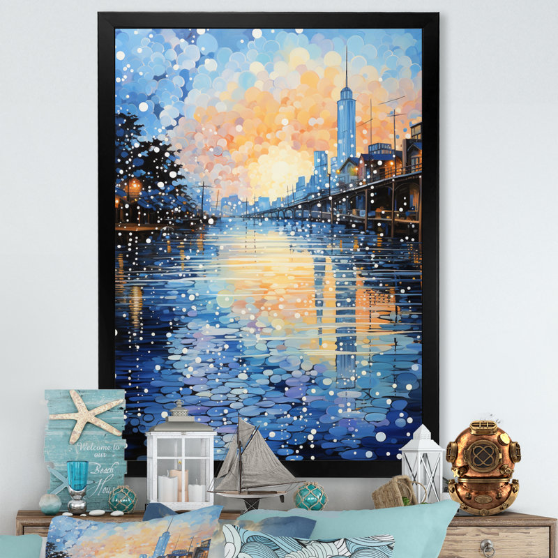 Comella Beach Photo Pier Reflections III sur toile, Cadre photo noir, H 32 po x l 24 po x P 1 po