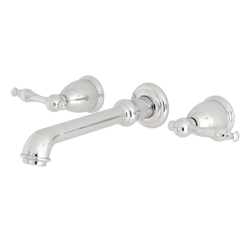 Kingston Brass Naples Two-Handle 3-Hole Wall Mount Bathroom Faucet, Polished Chrome