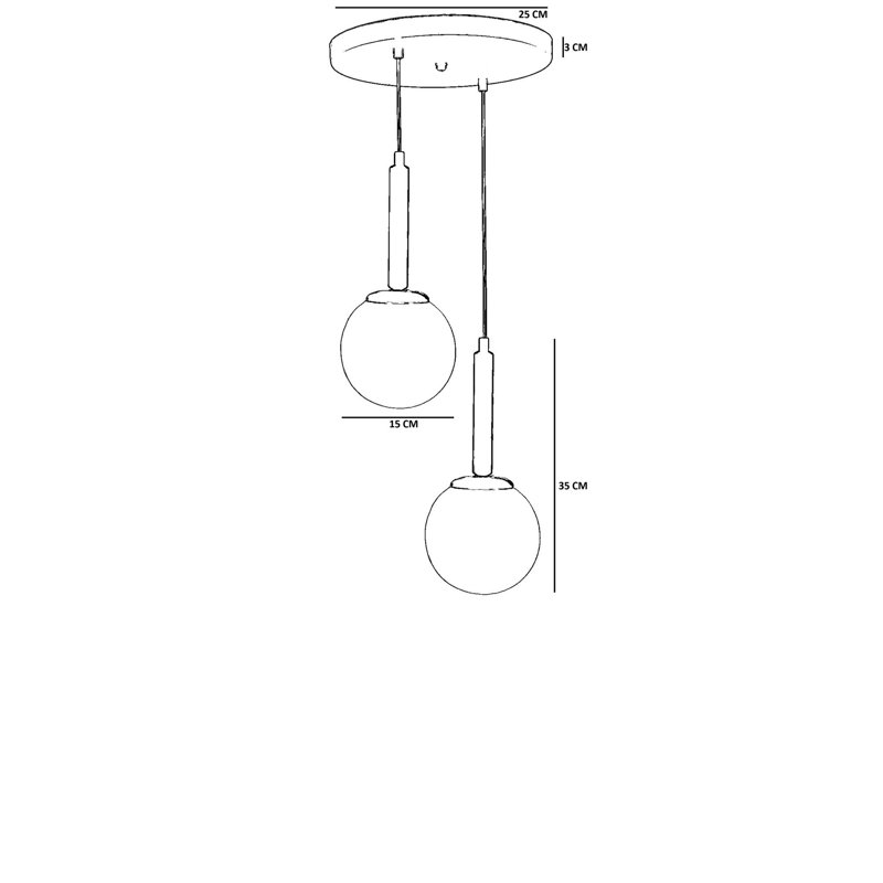 Superbe lustre en métal, finition miel et noir, 5,9 po x 11,8 po | Hauteur réglable jusqu'à 31,5 pouces | 2 x douilles E27 (40 W maximum) | Élégant couvercle en verre | pour la décoration de la salle à manger et de l'espace de vie, installation facile