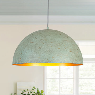 1 - Light Industrial Painta Distressed Metal Dome Pendant Light