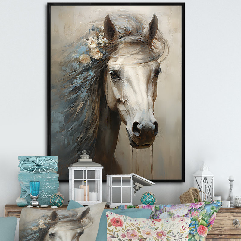 " Minimalism Unicorns II ", 32" H x 16" W x 1" D, Black Floater Framed