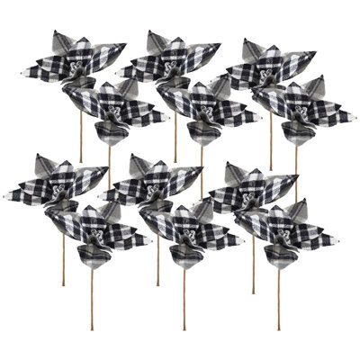 Ensemble de 12 tiges de poinsettia H 13 po - noir / blanc