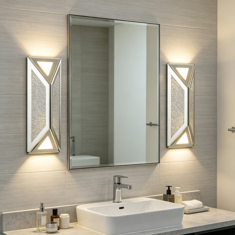 Faustine LED Flush Mounted Sconce Set of 2, Glam Mirror Lights
