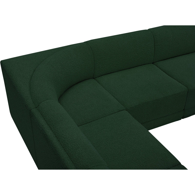 Canapé modulaire rembourré 5 pièces Ollie, Tissu bouclé vert