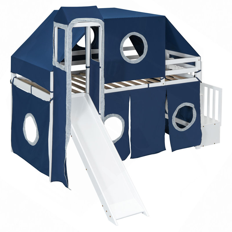 Lit mezzanine simple avec tente et tour, Lit simple