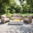 Brecht Outdoor 4-Person Acacia Wood Conversation Set With Woven Rope & Fire Pit (Tank Cover Not Included)