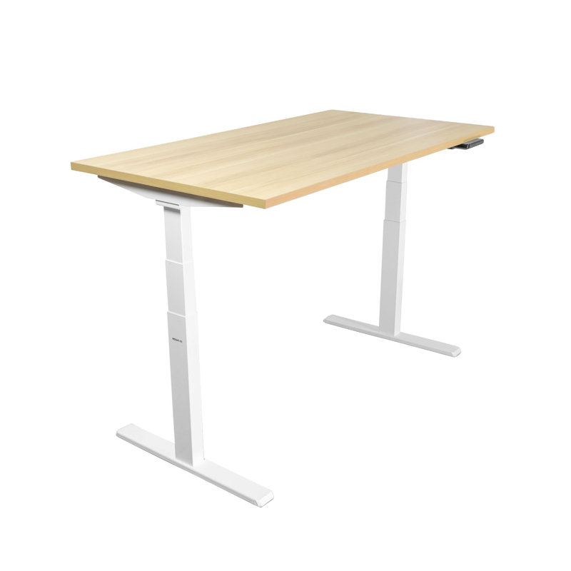 Ultimate Dual Motor Electric Standing Desk With Tabletop -, 51.40" H x 55" W x 29" D, Maple/White