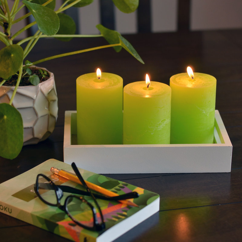 Ensemble de bougies pilier 3 pièces, Crème blanche